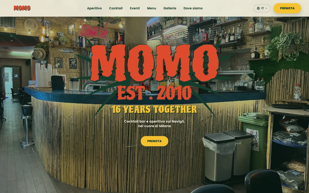 Captura del sitio de MOMO Navigli